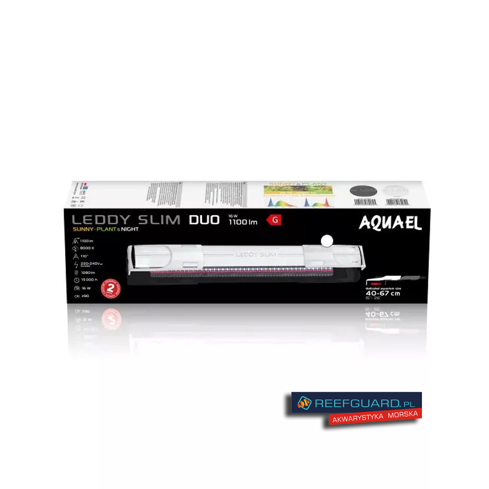 AQUAEL Leddy Slim Duo 16W Sunny Plant & nigh Biała 1280lm 40-67cm