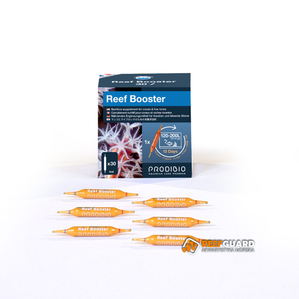 PRODIBIO Reef Booster 30 ampułek wspomaga prawidłowy wzrost oraz intensywne wybarwienie koralowców