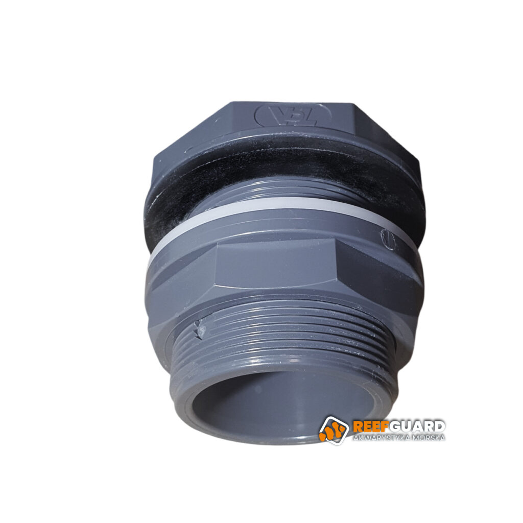 PVC Przelot VDL przez szkło klejony krótki z nakrętką 50mm x 2x1/4"