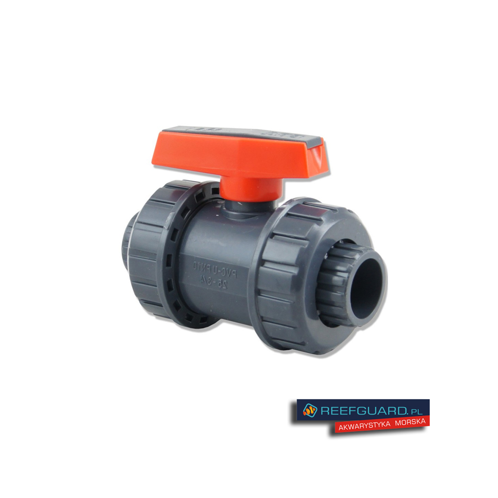 Zawór kulowy PVC-U 32mm BVD czerwona rączka