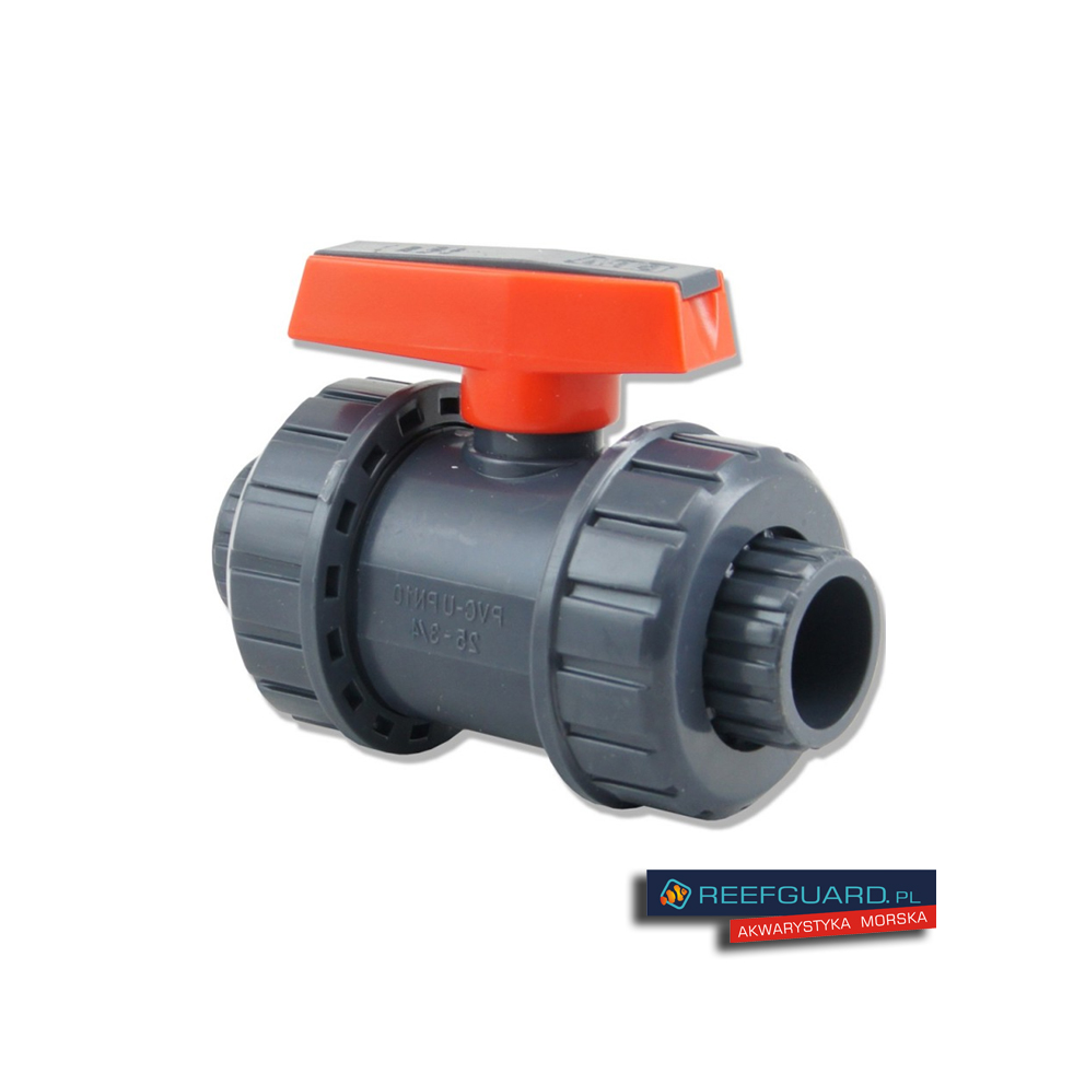 Zawór kulowy PVC-U 40mm BVD czerwona rączka