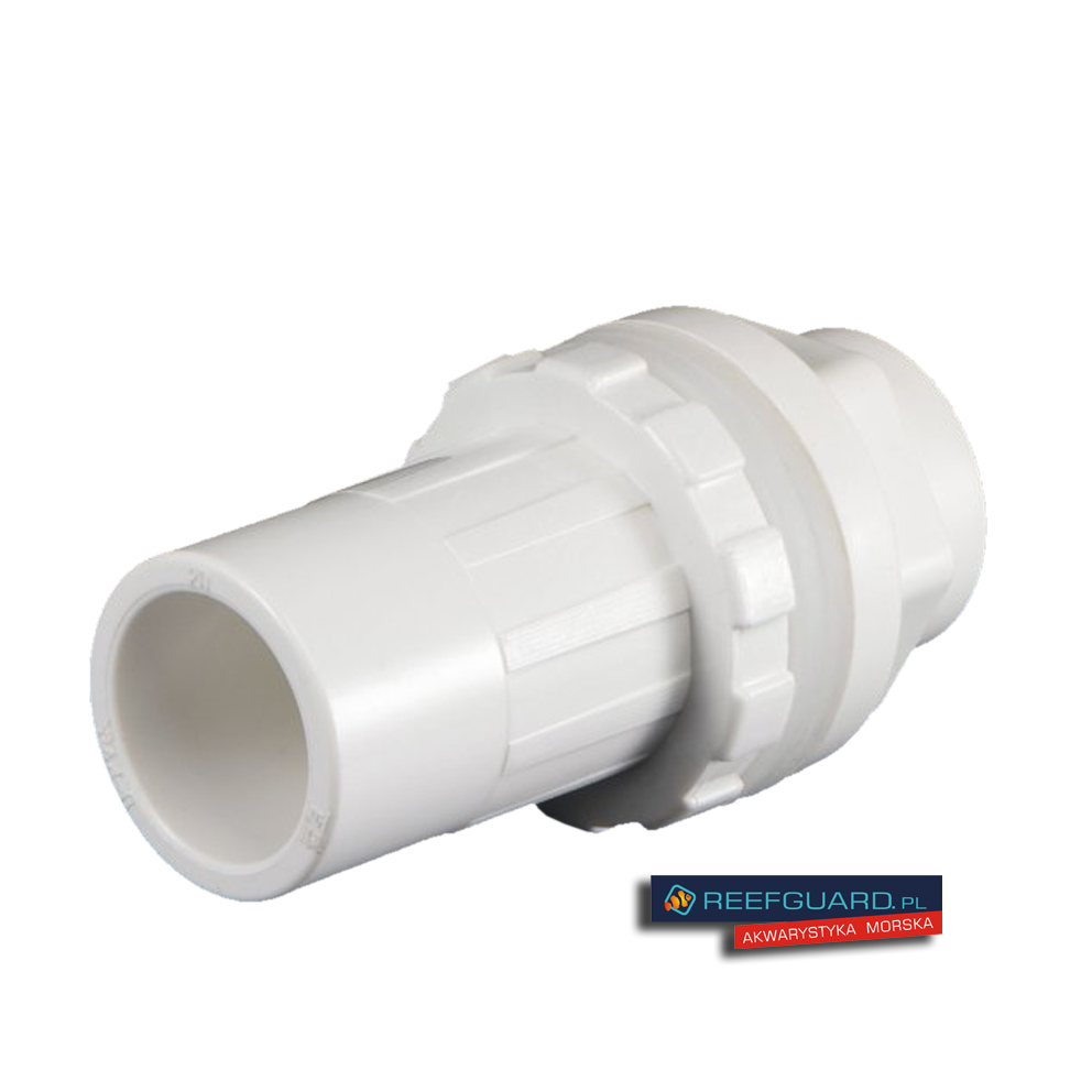 PVC Przelot przez szkło BIAŁY z nakrętką 25mm