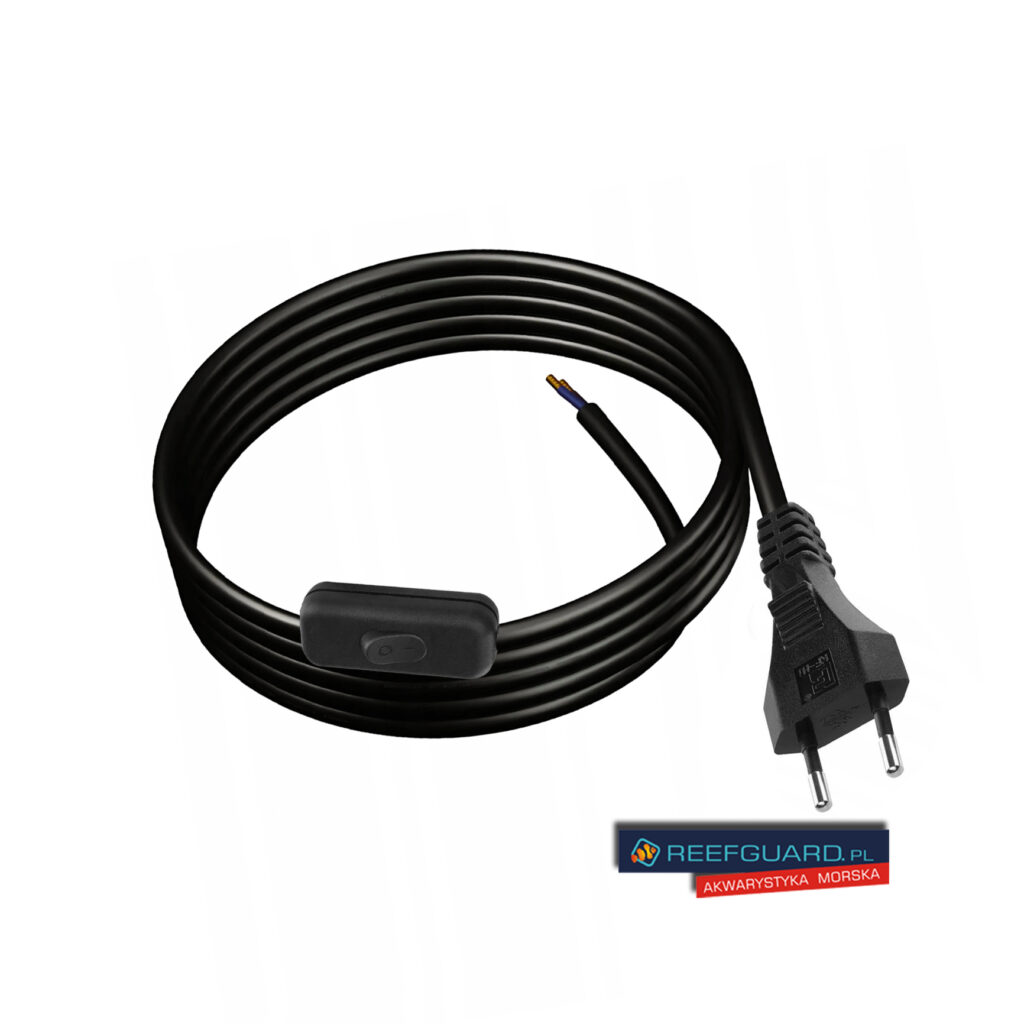 Przewód 2×0,75mm z wtyczką i włącznikiem black 150cm