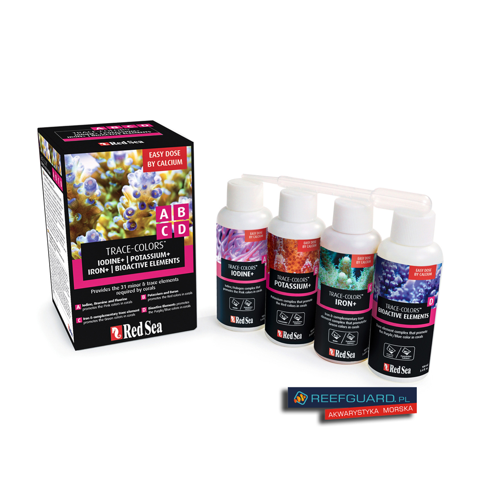 RED SEA Trace-Colors ABCD 4x100ml Zestaw niezbędnych pierwiastków śladowych