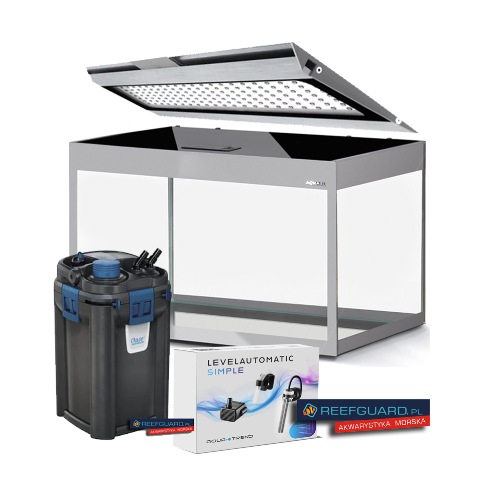 Zestaw Glossy 125L Szary AQUAEL z oświetleniem MICMOL AirPro 600 filtrem OASE BioMaster Thermo 350 i automatyczną dolewką simple Aquatrend