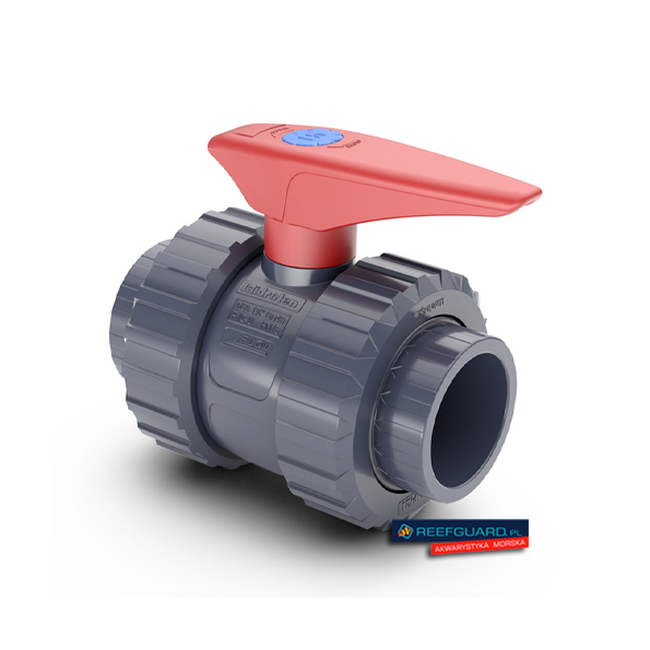 Zawór kulowy PVC-U 20mm BVD czerwona rączka Hidroten